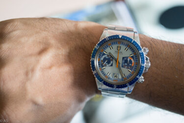 Tudor monte carlo on man's wrist